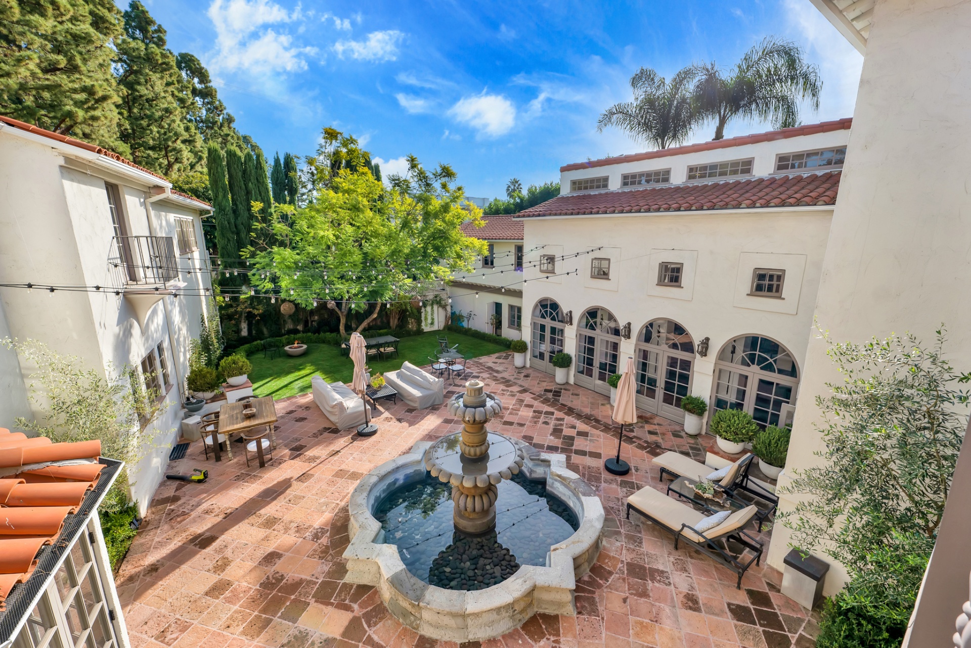 Central fountain in the Mediterranean courtyard